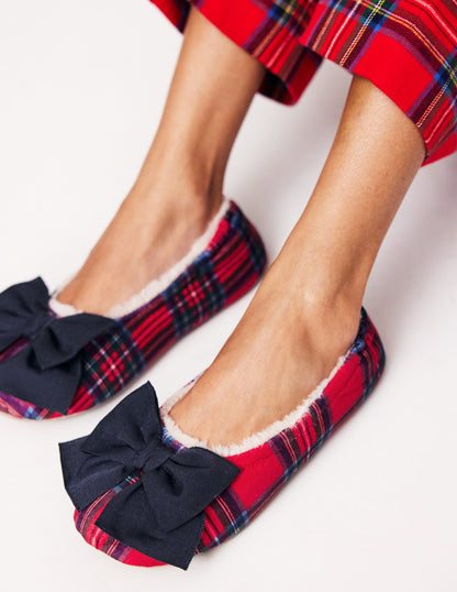 Bow Slippers-Red and Blue Check