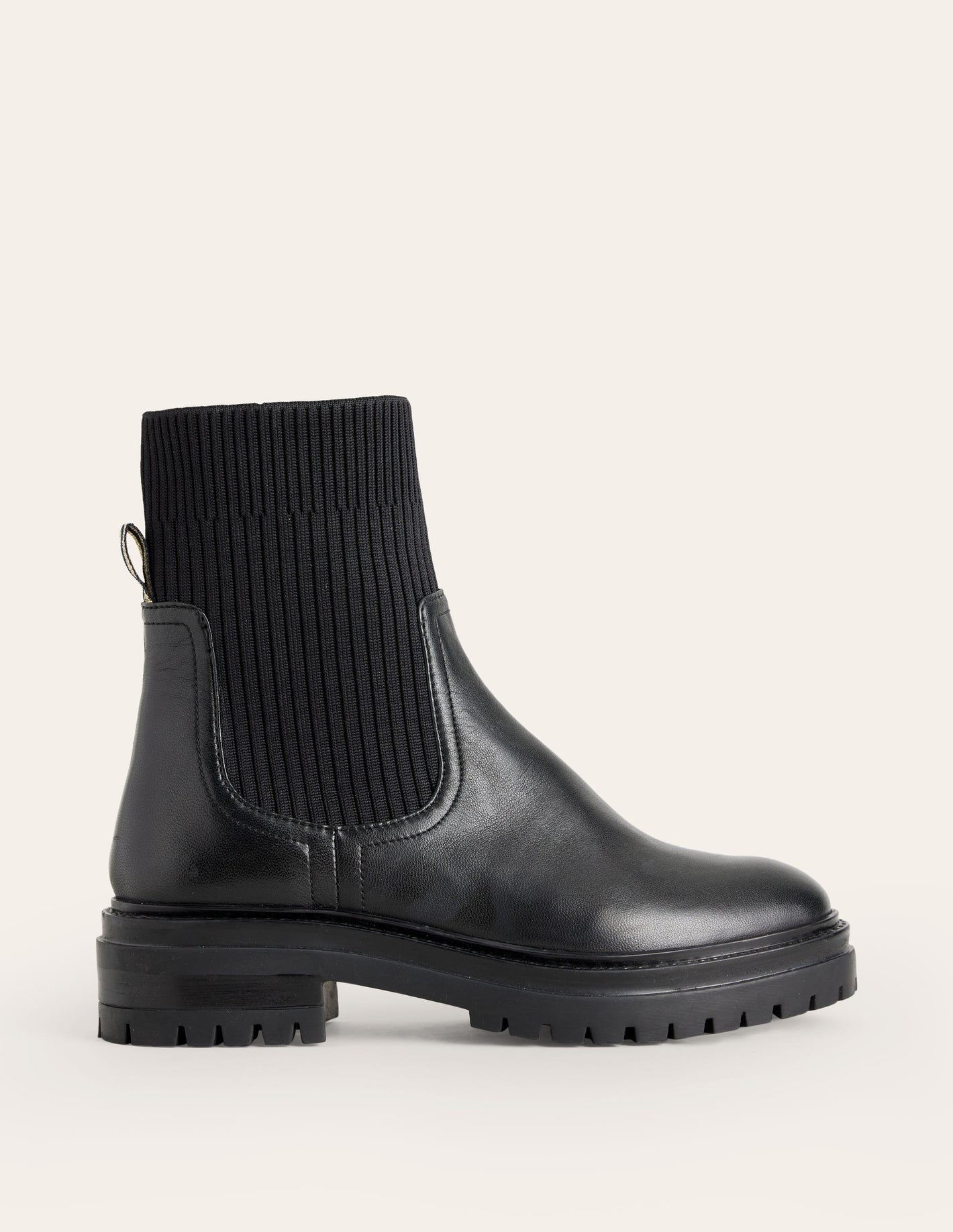 Stretch Chelsea Ankle Boots-Black Leather