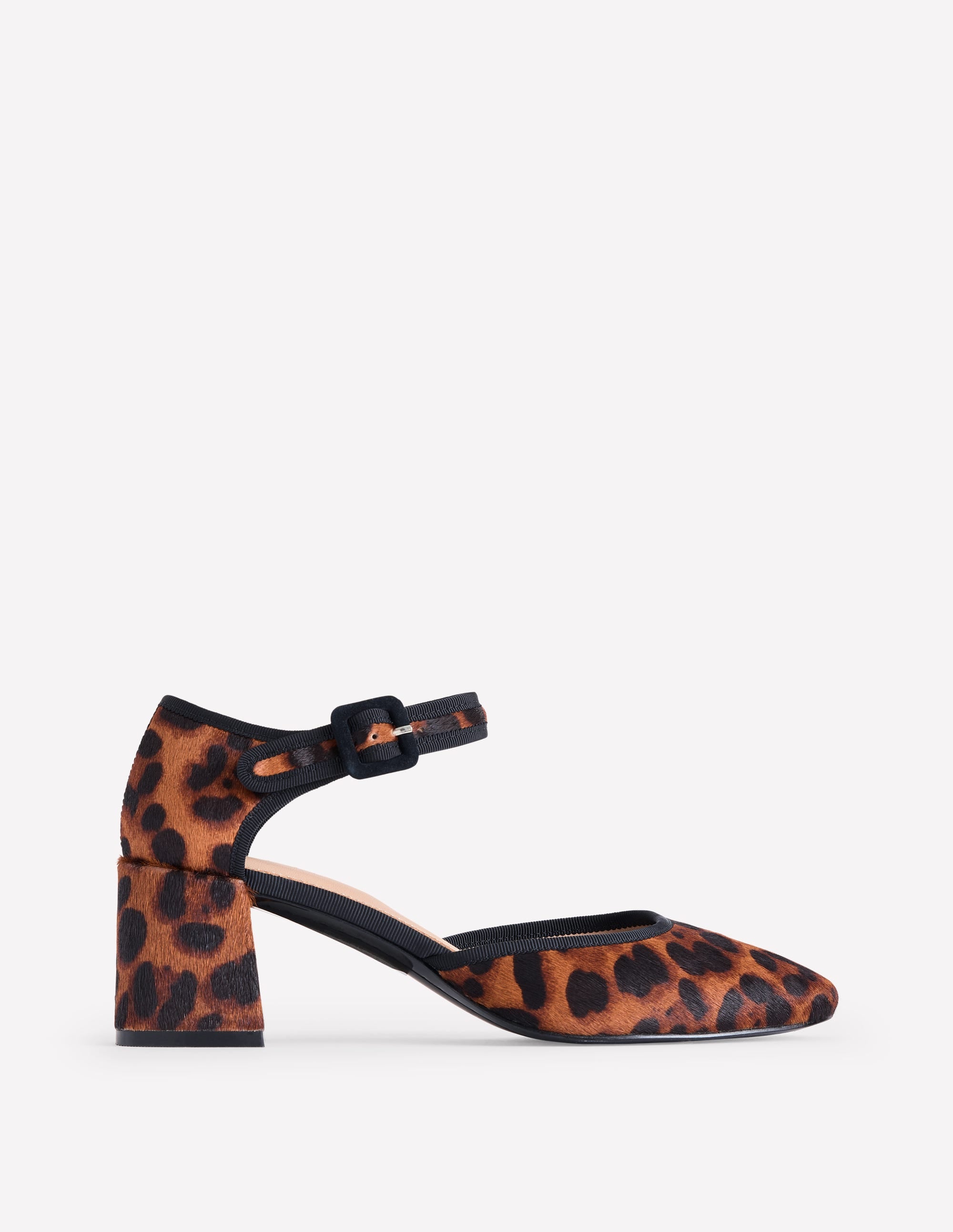 Two Part Block Heel Pumps-Dark Classic Leopard - Image 2
