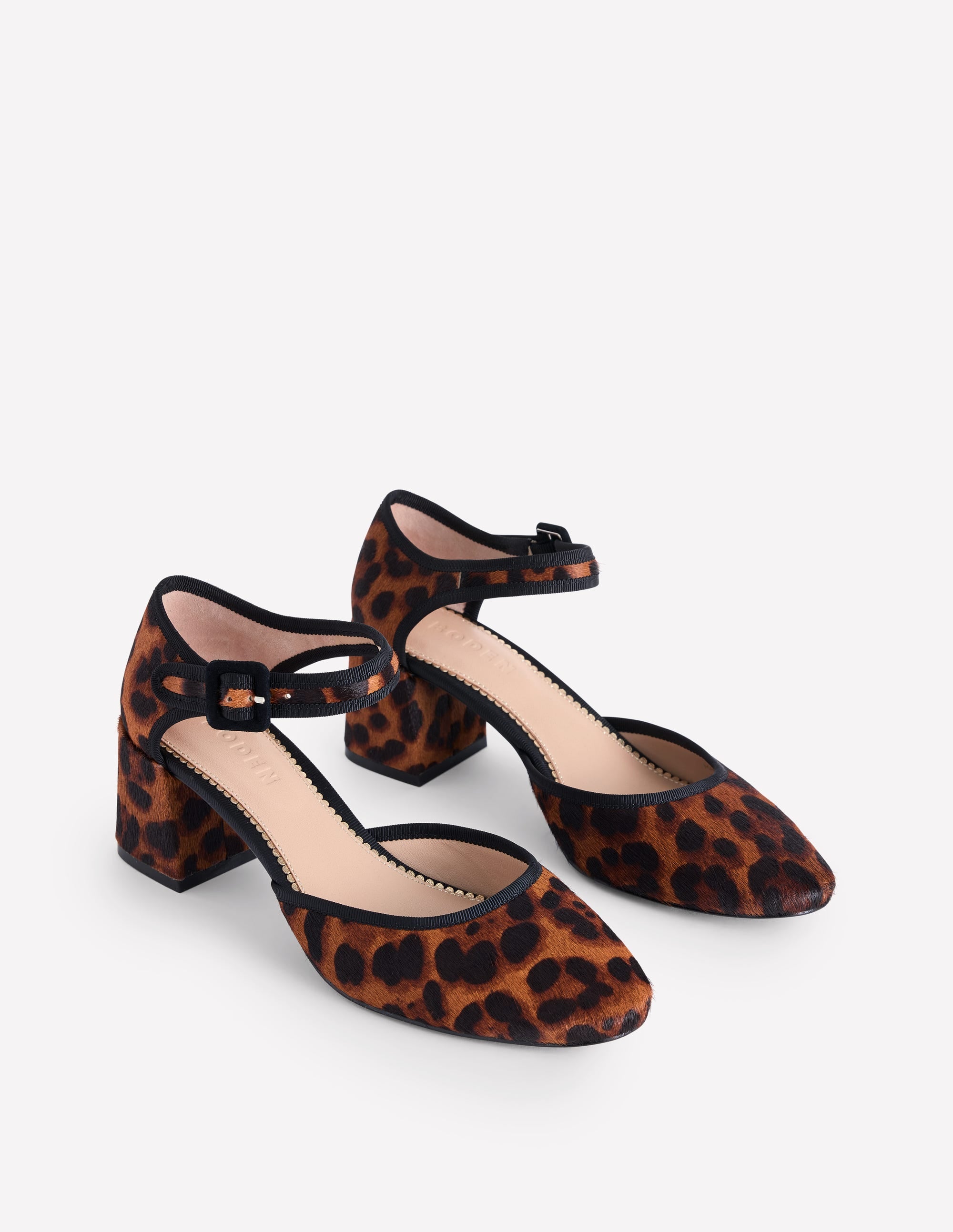 Two Part Block Heel Pumps-Dark Classic Leopard - Image 3