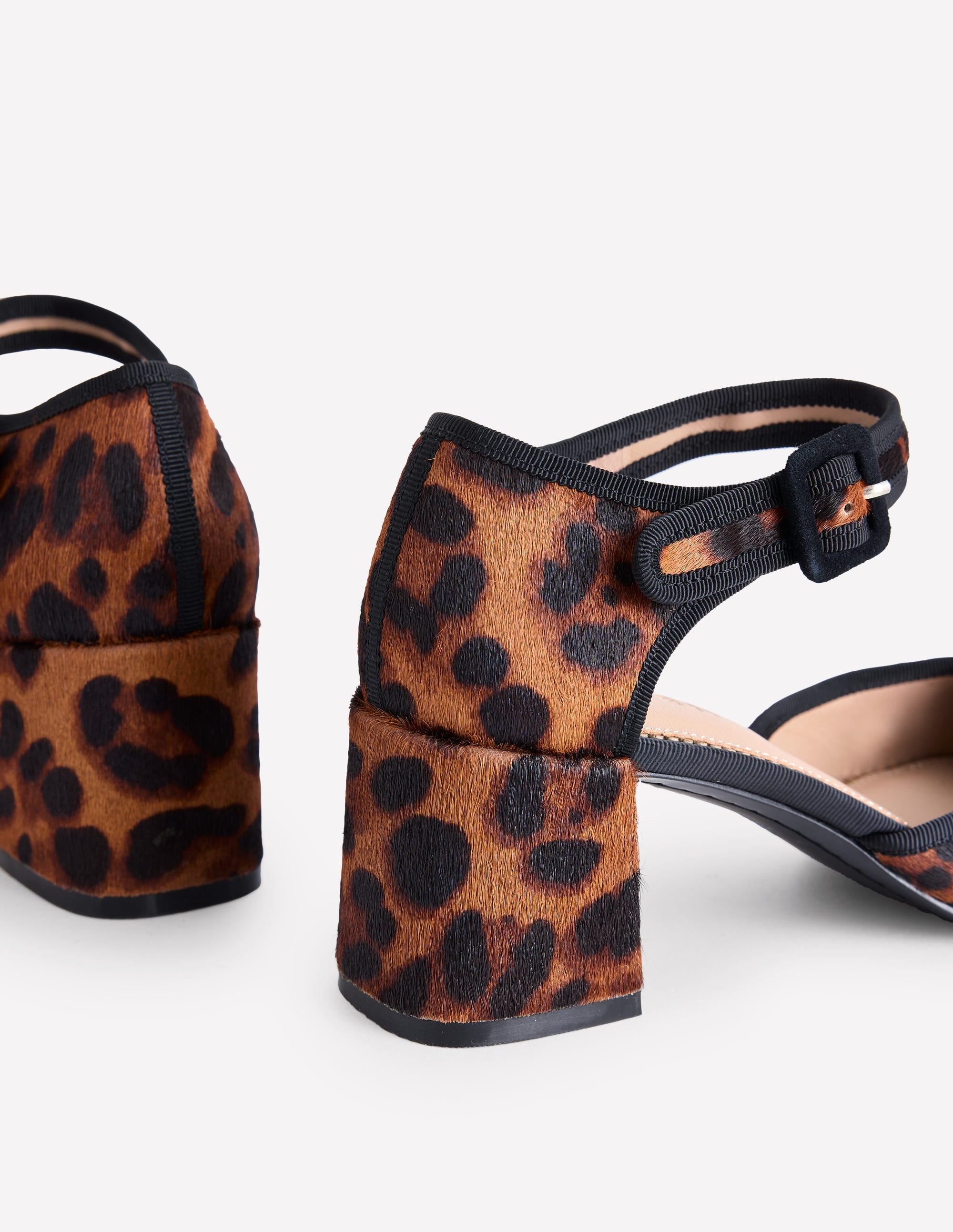 Two Part Block Heel Pumps-Dark Classic Leopard - Image 4