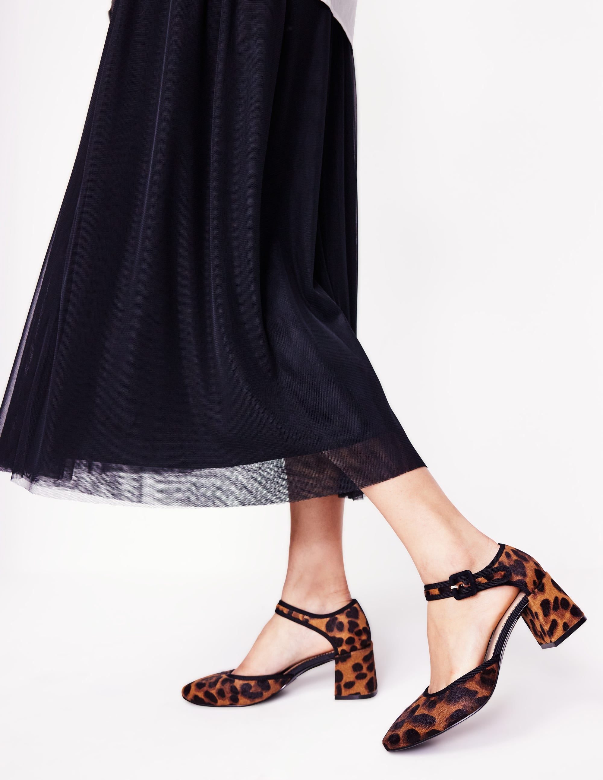 Two Part Block Heel Pumps-Dark Classic Leopard - Image 1