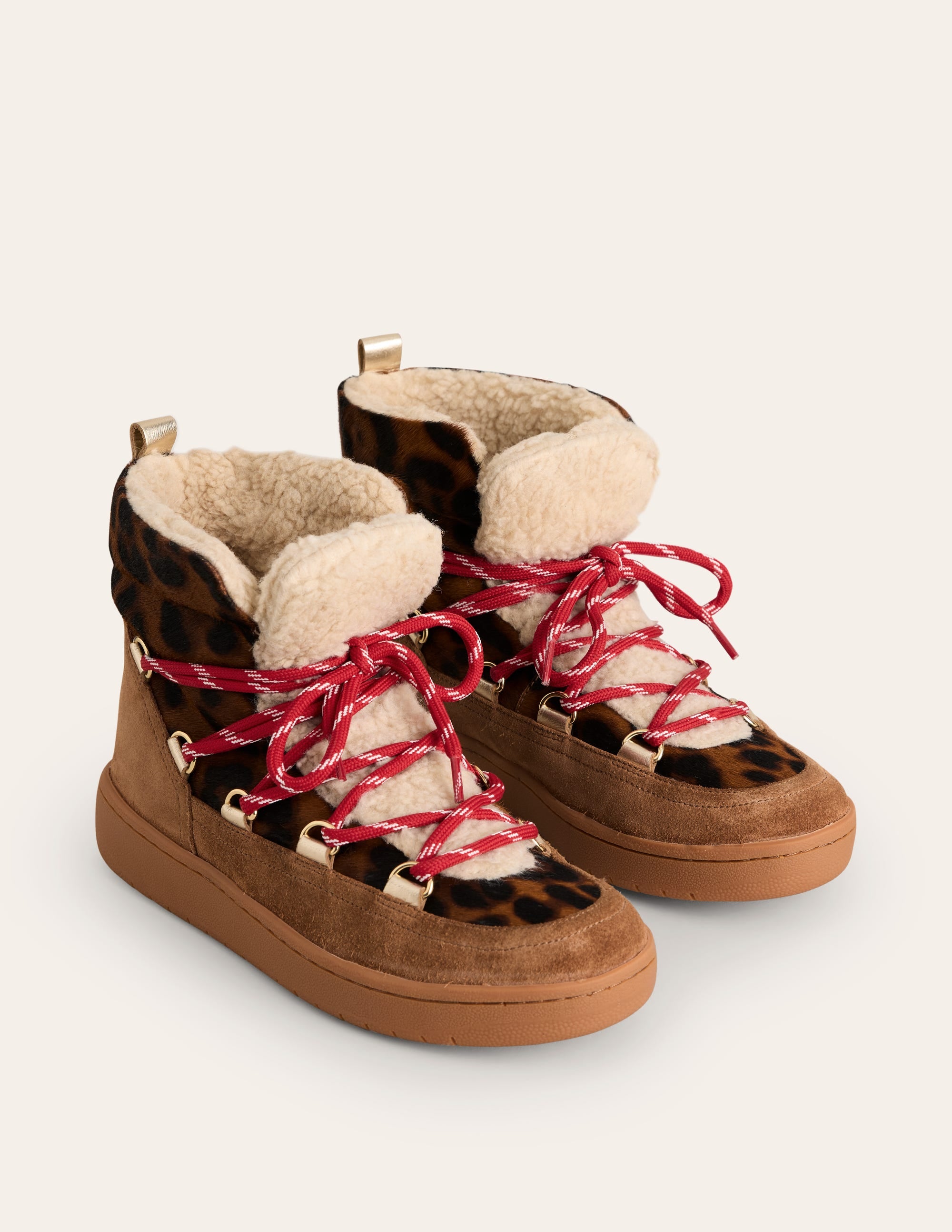Cosy Lace Up Boots-Dark Classic Leopard - Image 3