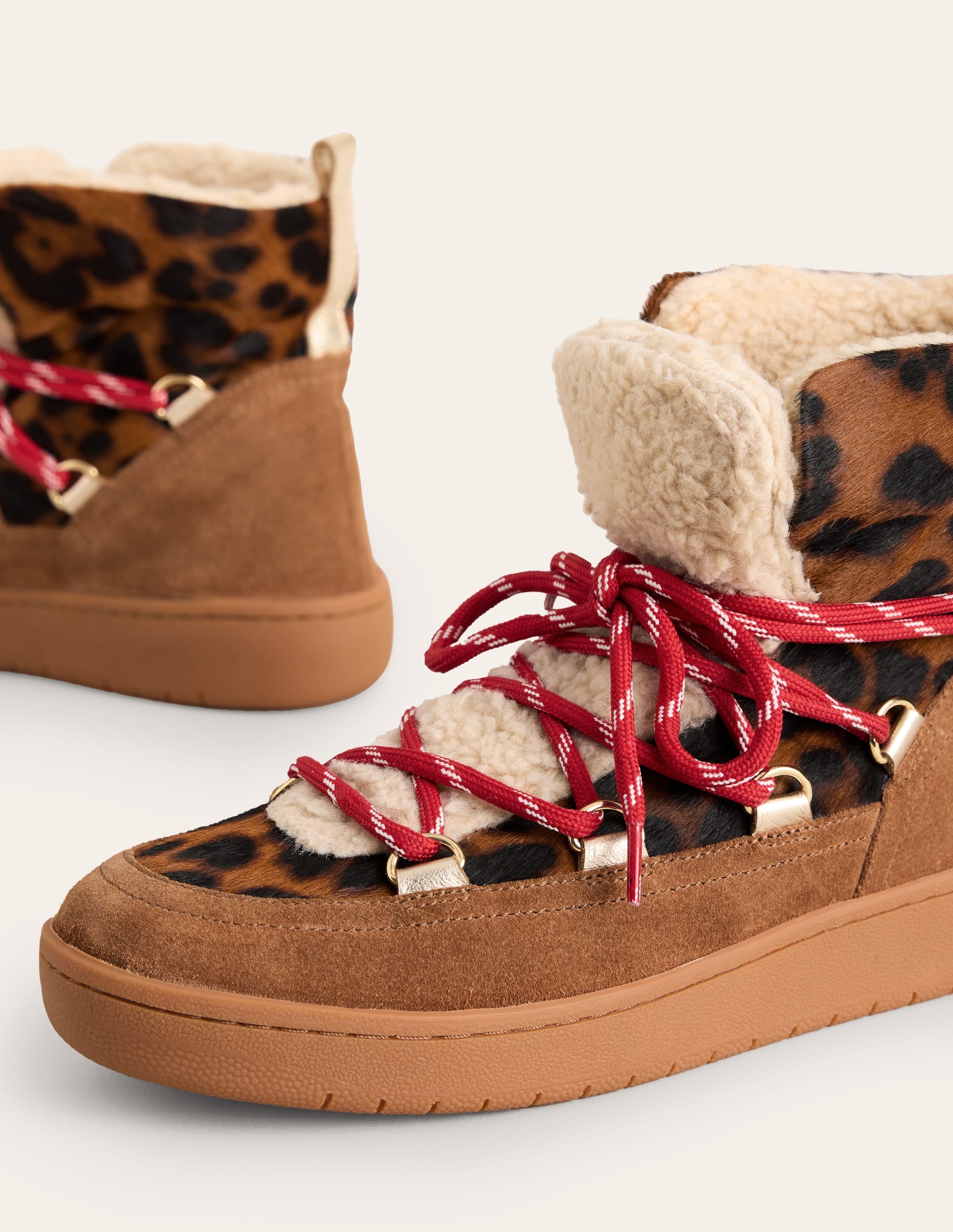 Cosy Lace Up Boots-Dark Classic Leopard - Image 4