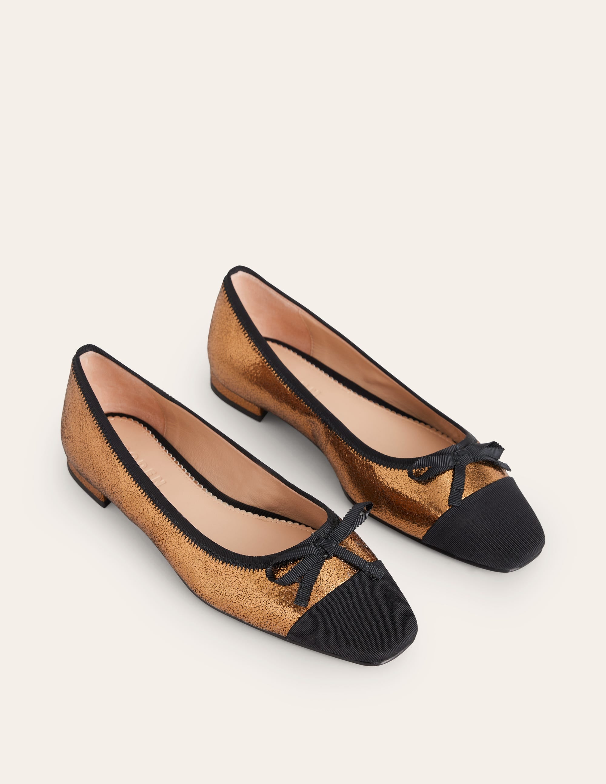 Toe Cap Ballet Flat-Bronze Metallic Leather - Image 3