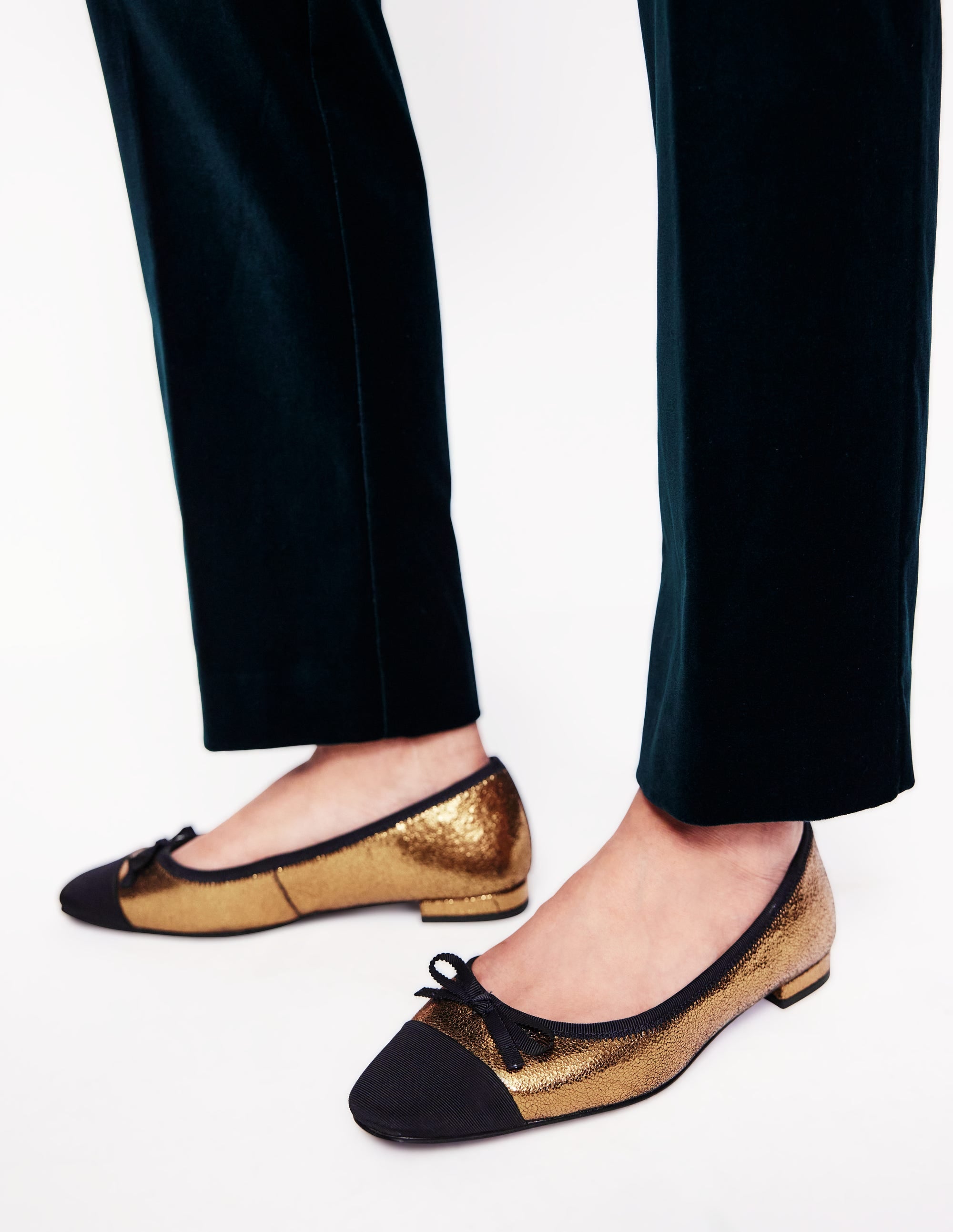 Toe Cap Ballet Flat-Bronze Metallic Leather - Image 1
