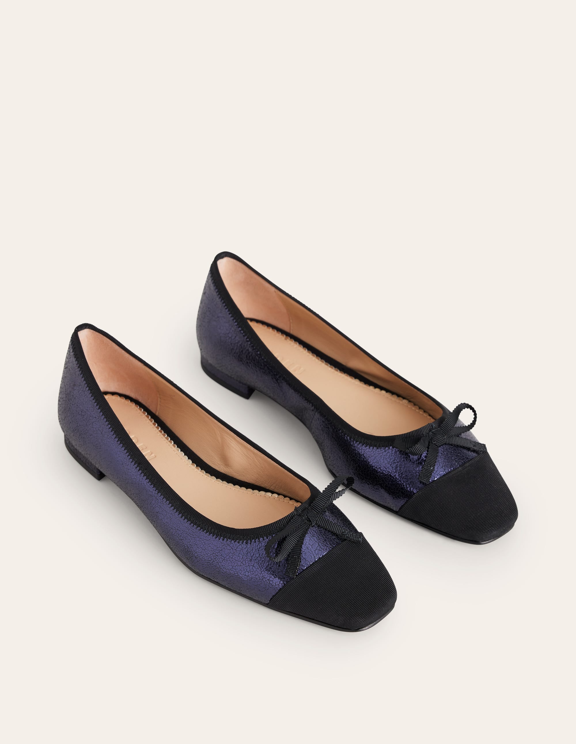 Toe Cap Ballet Flat-Navy Crackle Leather - Image 3