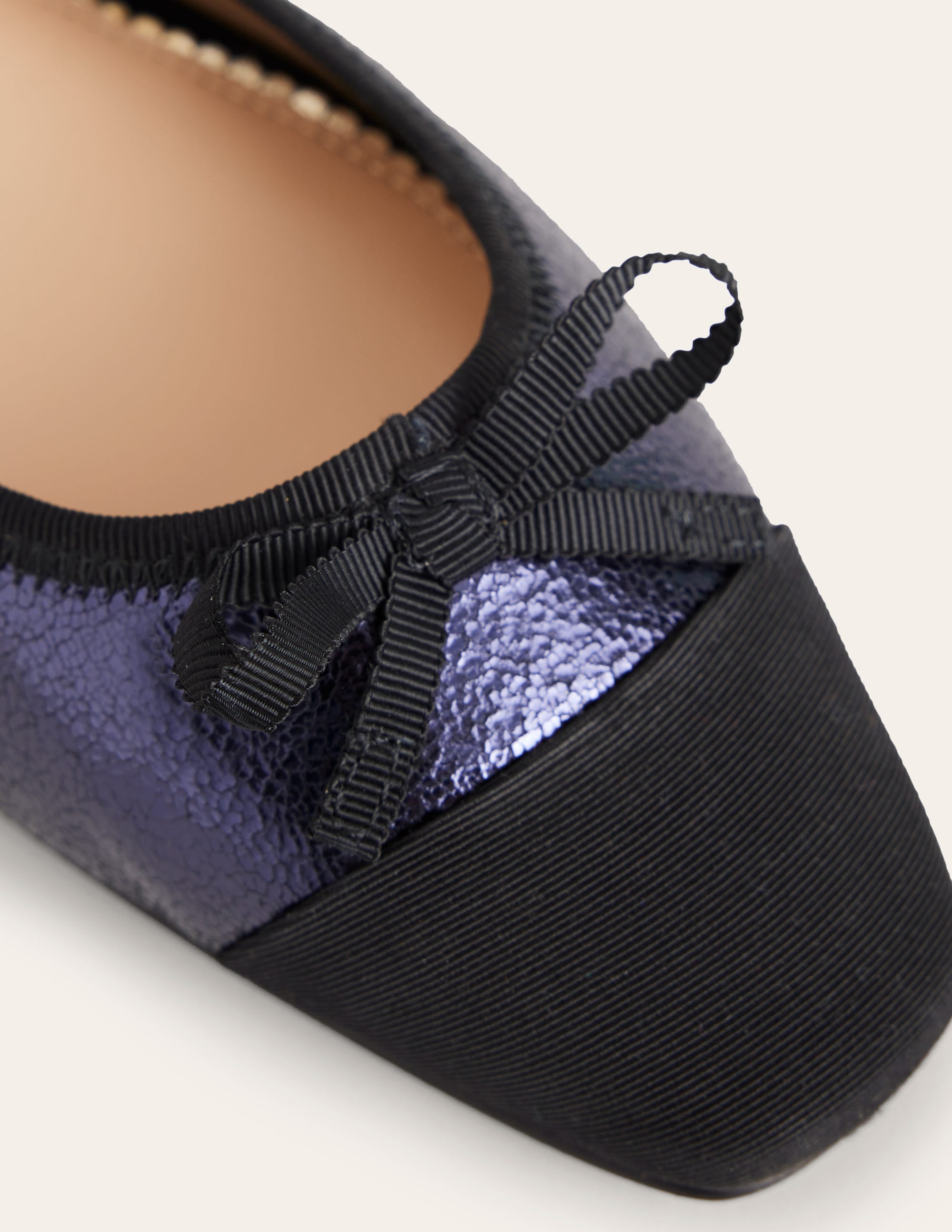 Toe Cap Ballet Flat-Navy Crackle Leather - Image 4