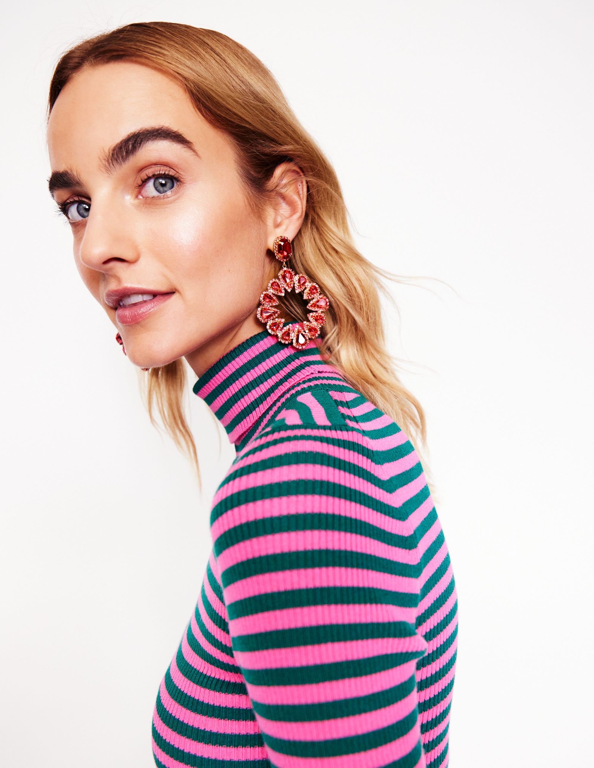 Mega Teardrop Cluster Earrings-Red - Image 1