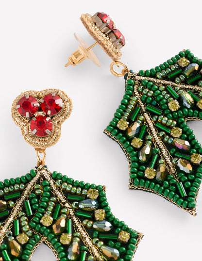 Novelty Christmas Earrings-Holly