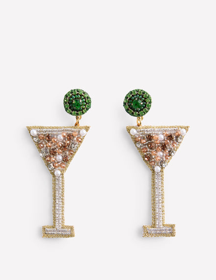 Novelty Christmas Earrings-Martini