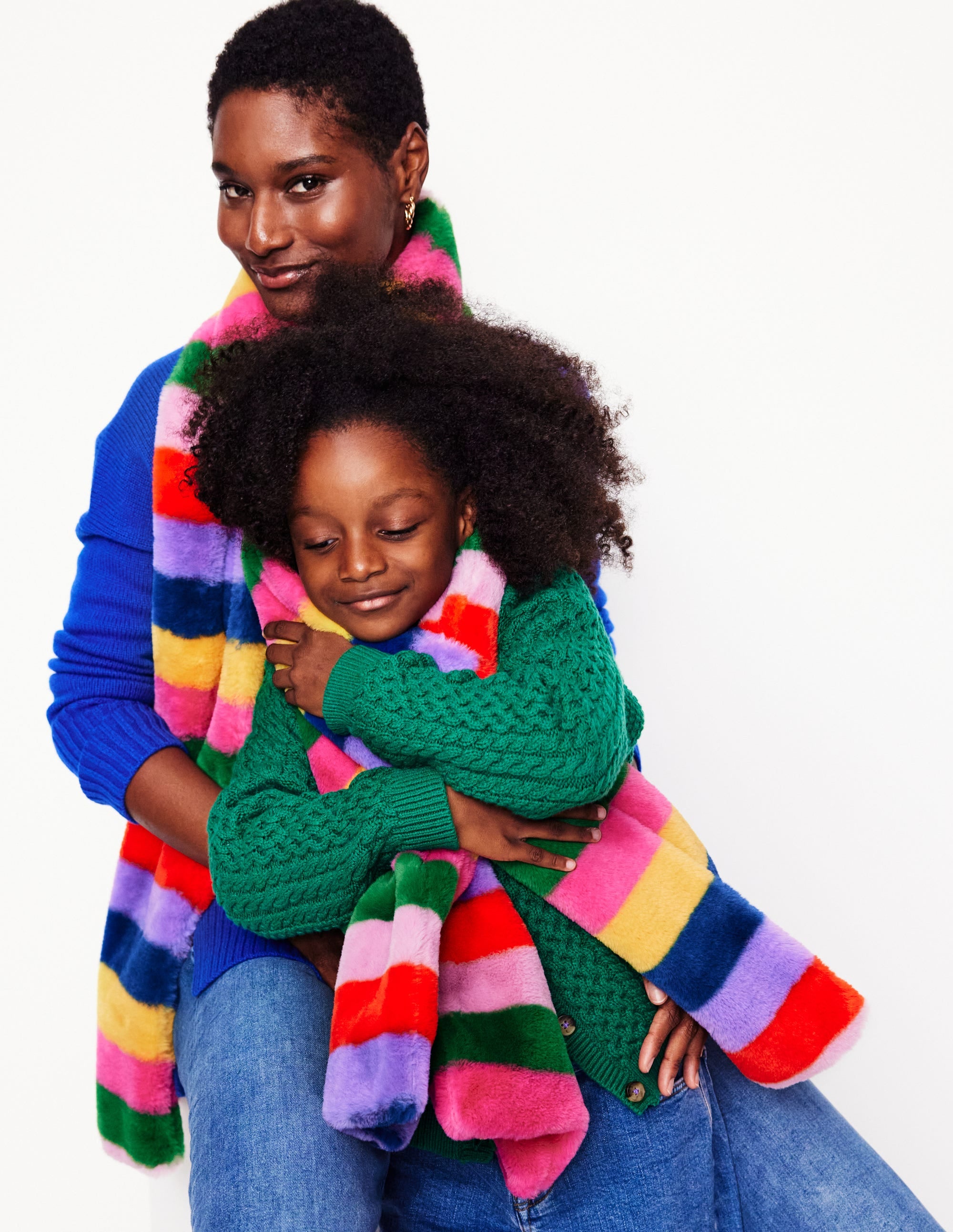 Faux Fur Stripe Scarf-Multi - Image 4