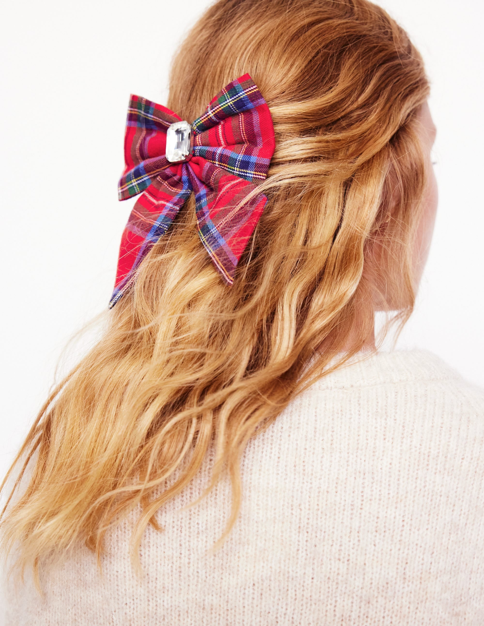 Hair Bow-Red and Blue Check - Image 1