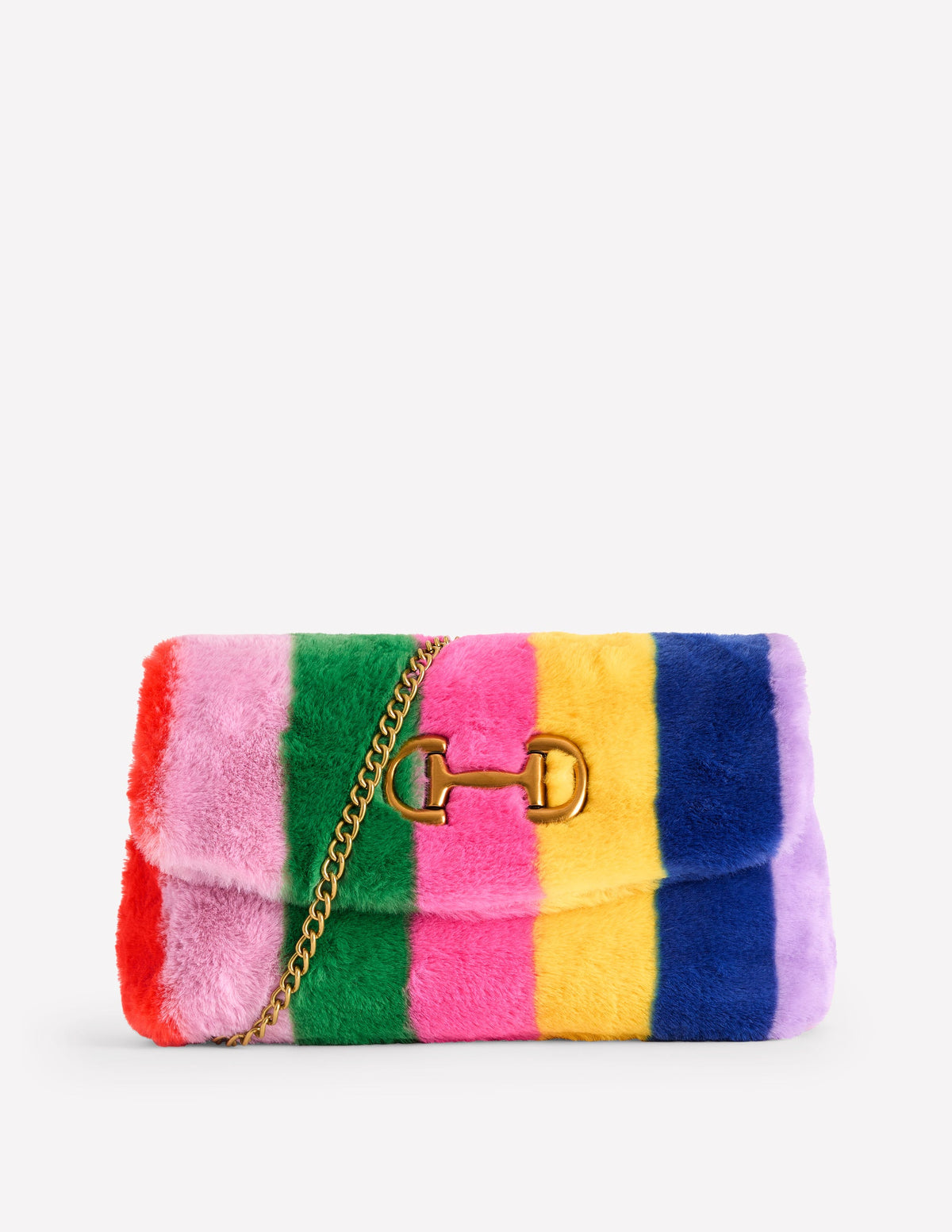 Stripe Faux Fur Bag-Multi - Image 2