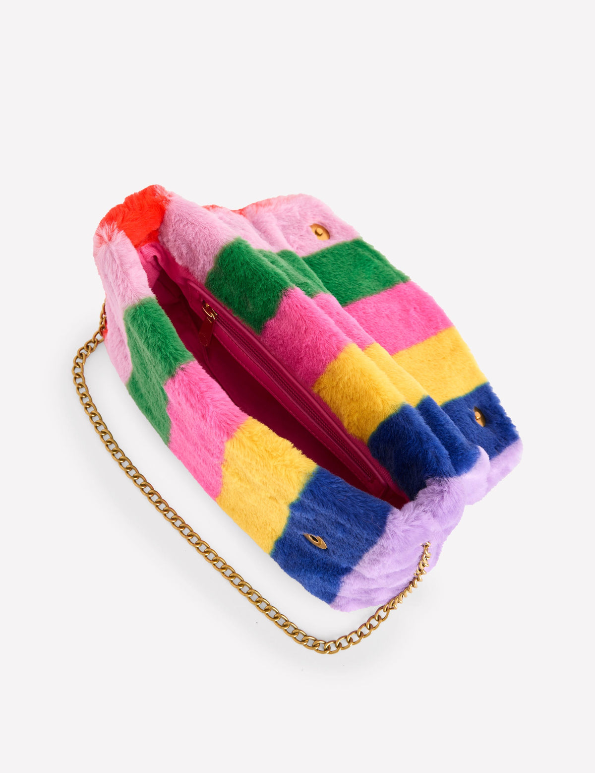 Stripe Faux Fur Bag-Multi - Image 4