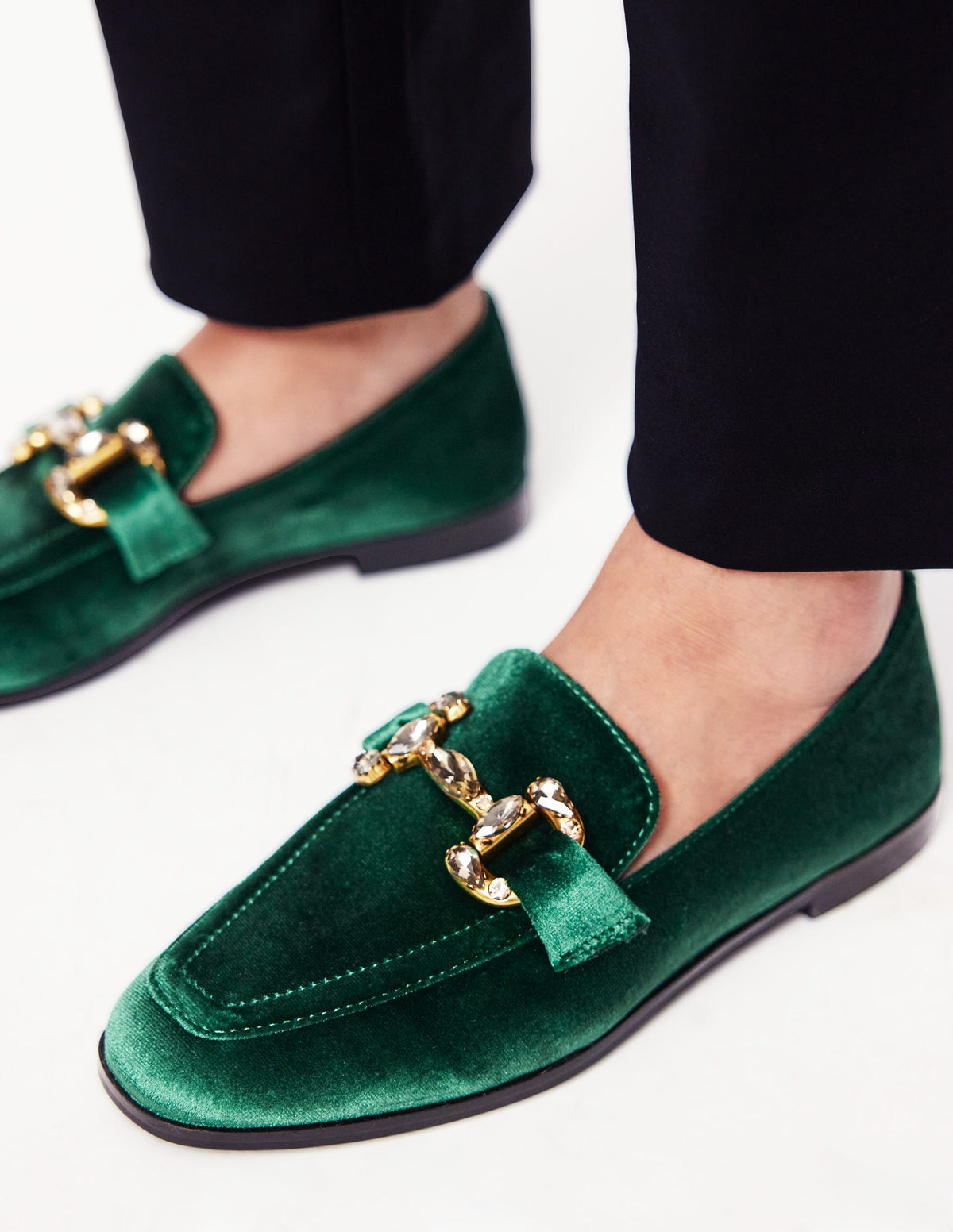 Iris Jewelled Snaffle Loafers-Glade Velvet - Image 1
