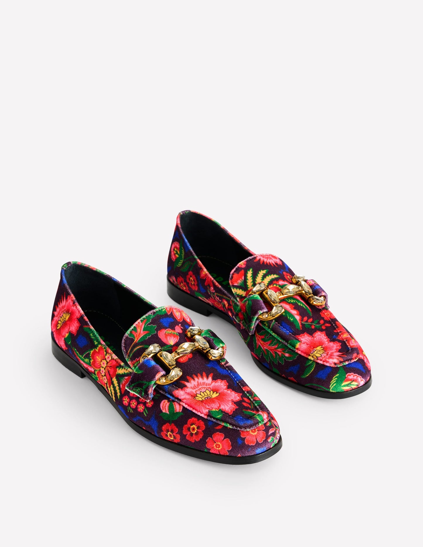 Iris Jewelled Snaffle Loafers-Printed Velvet