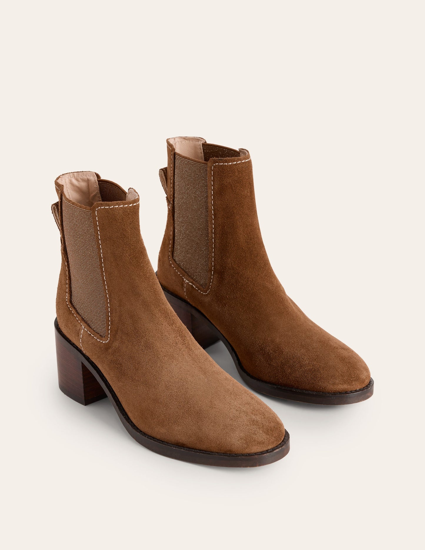 Chelsea Block Heel Boots-Tan