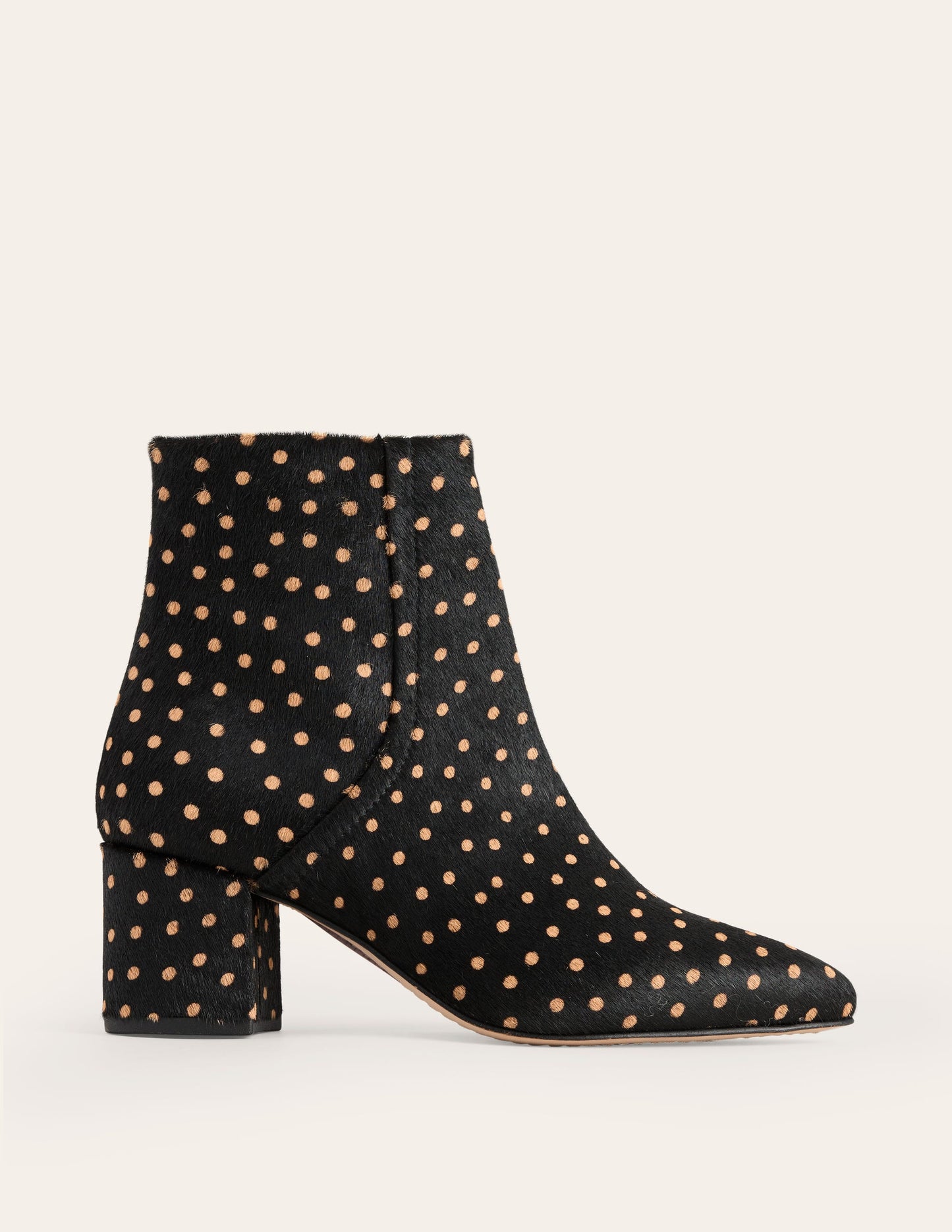 Block Heel Leather Ankle Boots-Black and Camel Spot