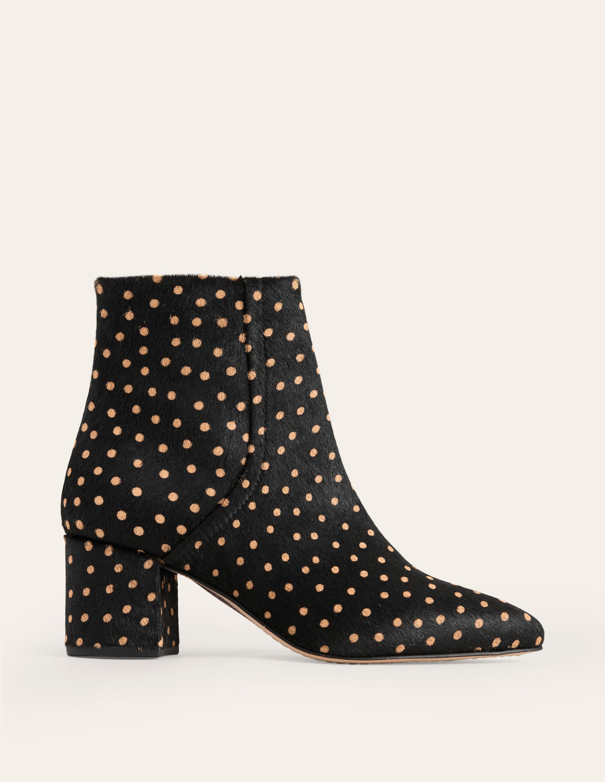 Block Heel Leather Ankle Boots-Black and Camel Spot - Image 2