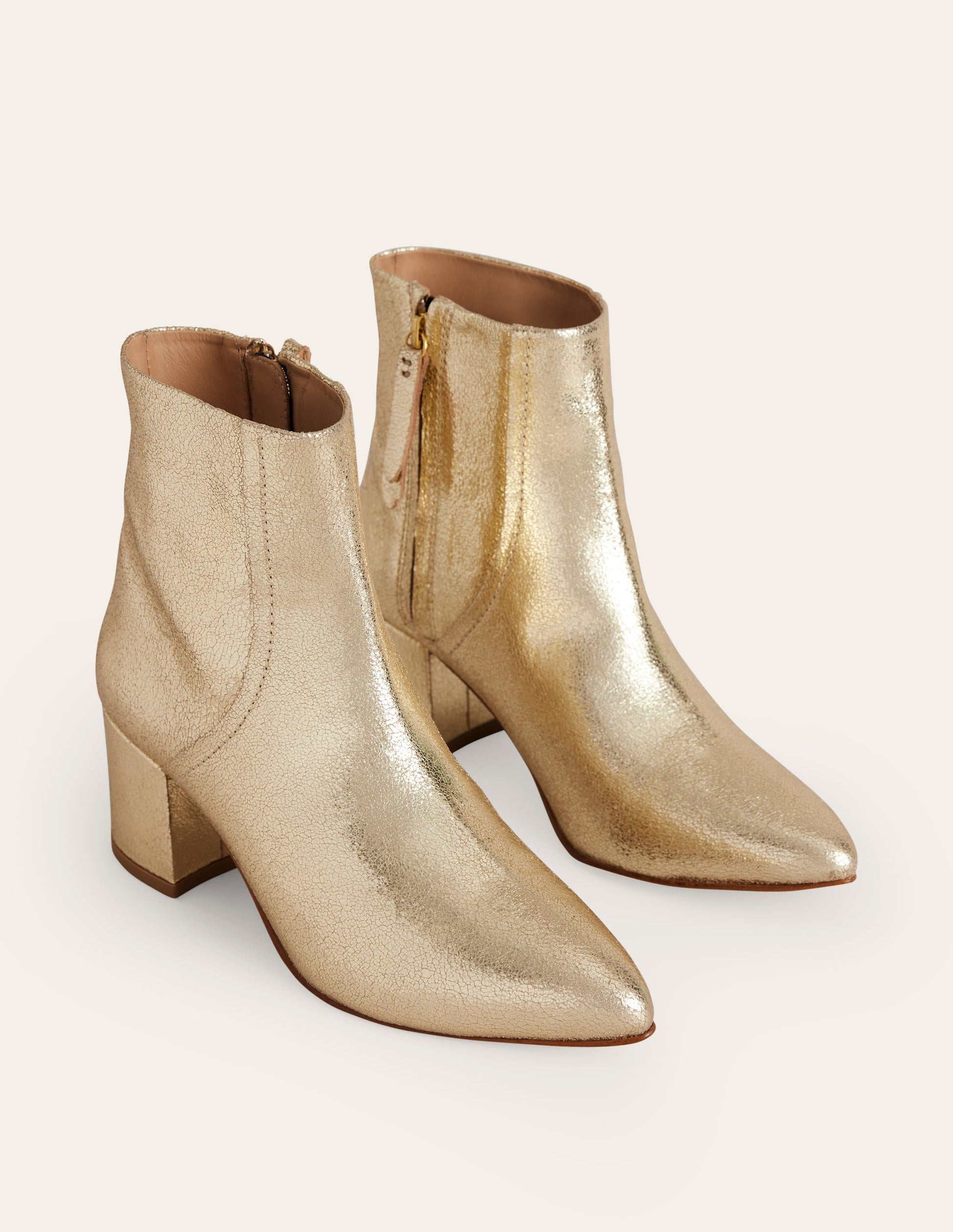 Block Heel Leather Ankle Boots-Gold | Boden USA Block Heel Leather Ankle Boots-Gold | Boden USA