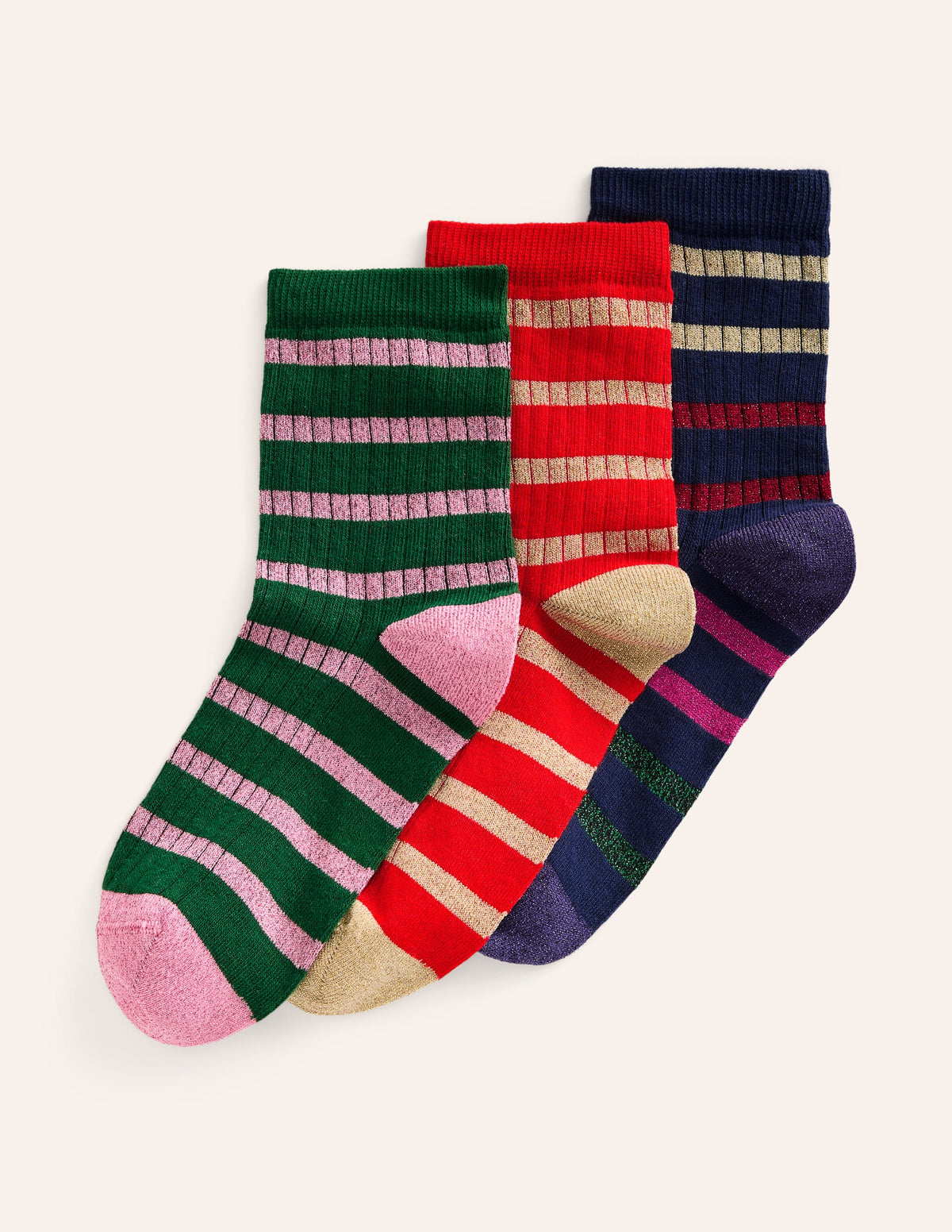 3 Pack Sparkle Socks-Sparkle Stripe - Image 3