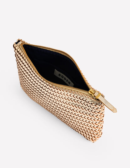 Woven Metallic Pouch-Gold