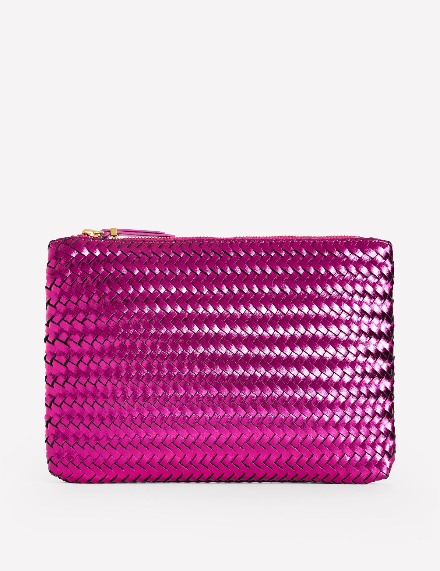 Woven Metallic Pouch-Pink Metallic