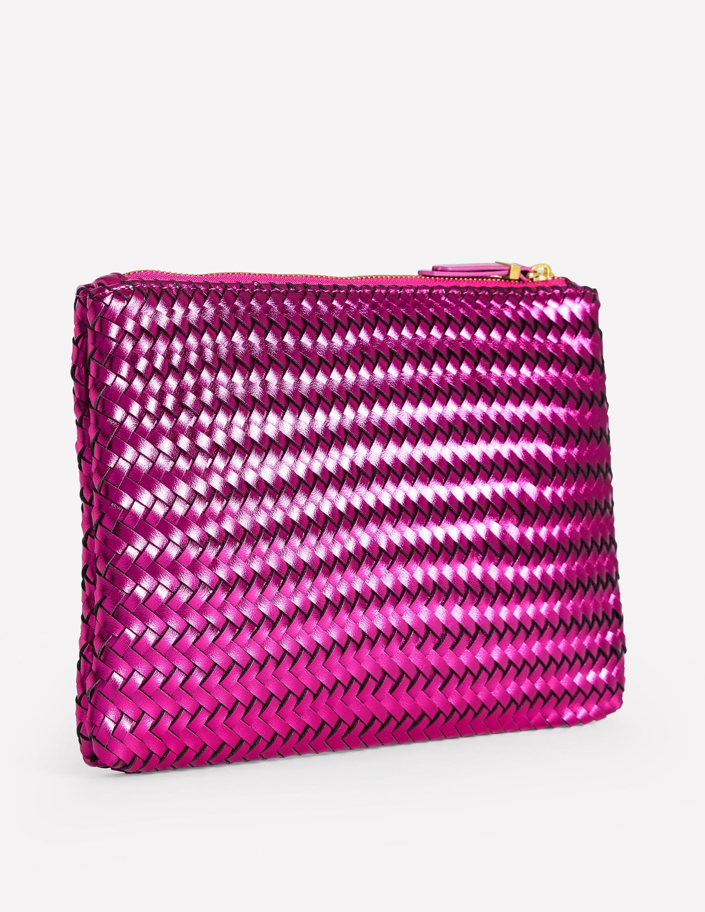 Woven Metallic Pouch-Pink Metallic