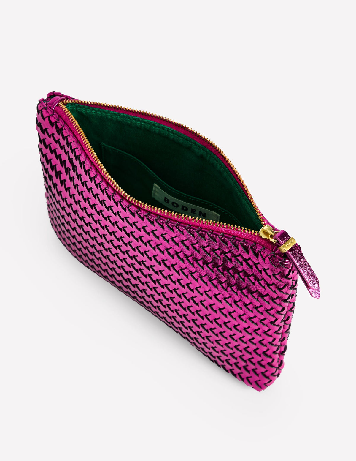 Woven Metallic Pouch-Pink Metallic - Image 4