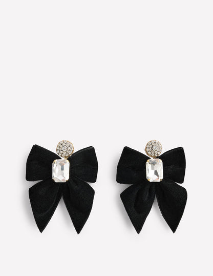 Novelty Bow Earrings-Black