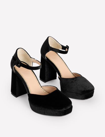 Closed Toe Platforms-Black Velvet