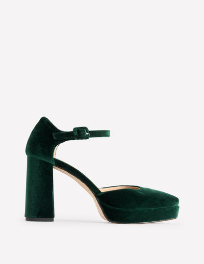 Closed Toe Platforms-Green Velvet