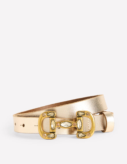 Jewelled Iris Snaffle Belt-Gold