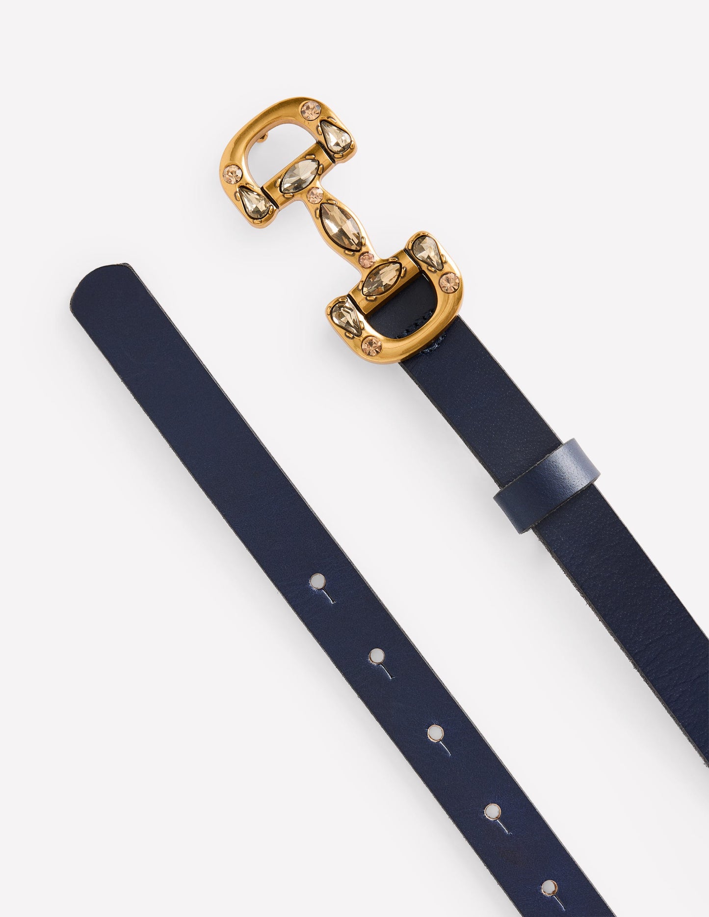 Jewelled Iris Snaffle Belt-Navy