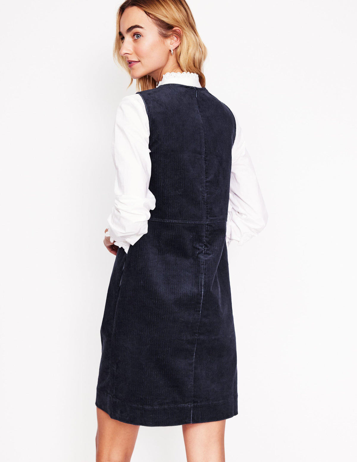 Pia Cord Shift Dress-Navy - Image 3