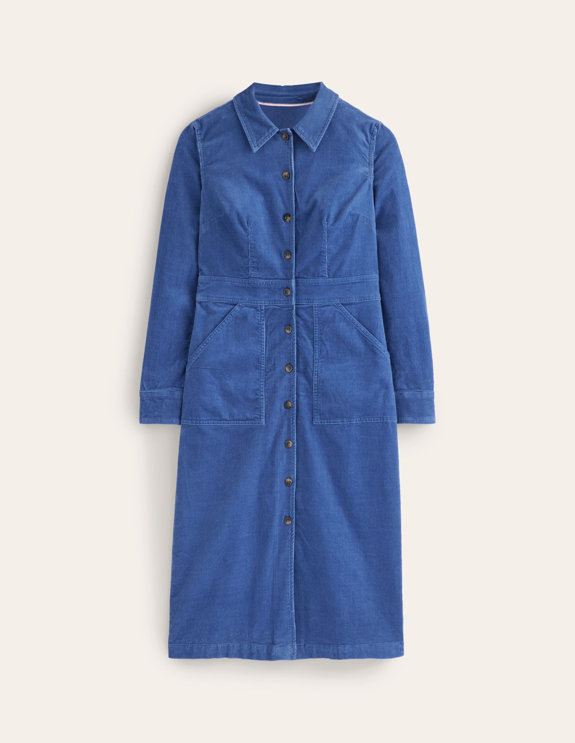 Flora Cord Midi Shirt Dress-True Navy - Image 5