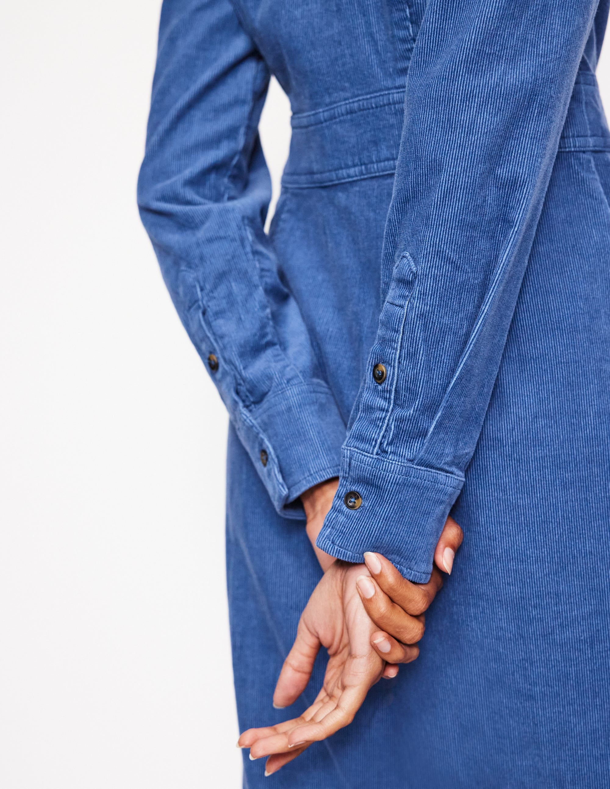 Flora Cord Midi Shirt Dress-True Navy - Image 2