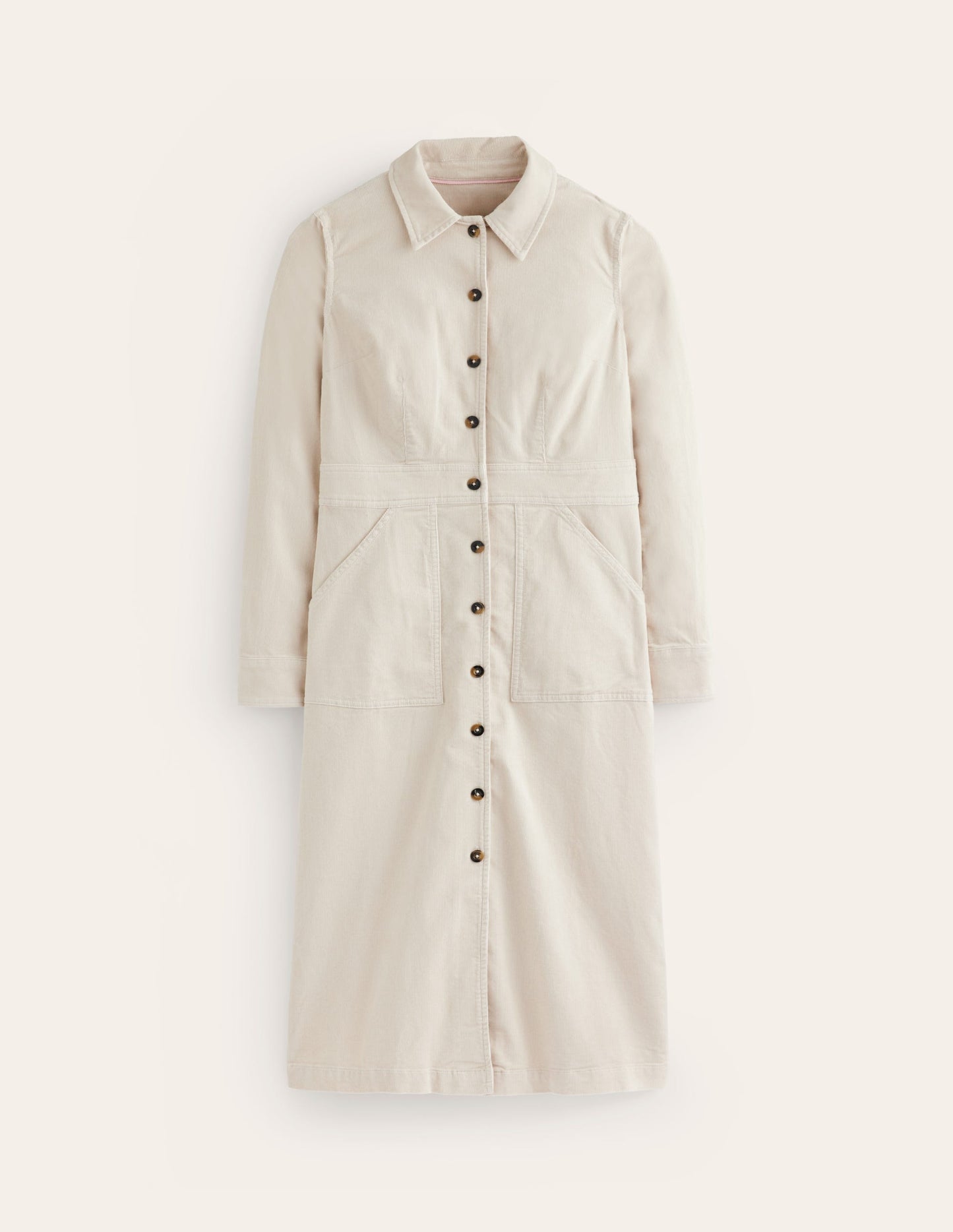 Flora Cord Midi Shirt Dress-Almond Peach