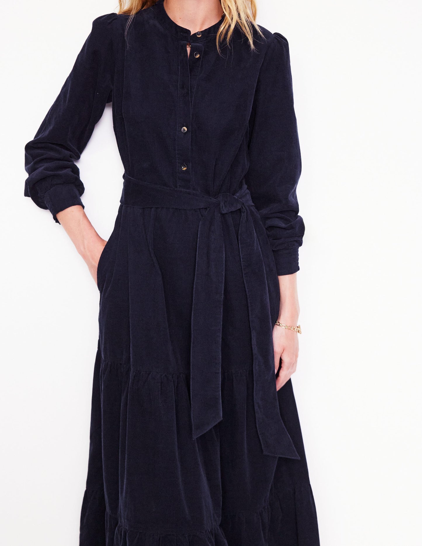 Alba Cord Maxi Dress-Navy