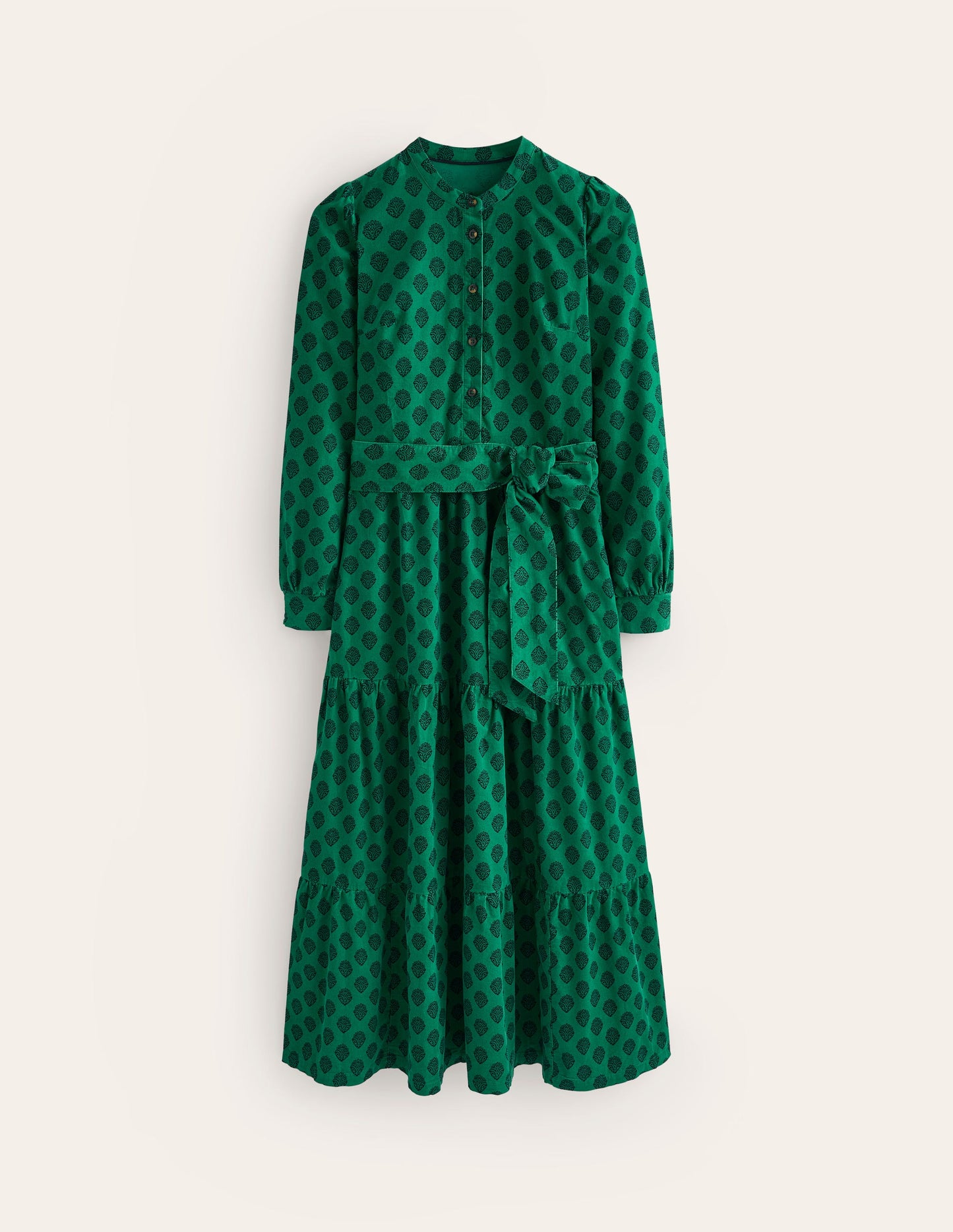 Alba Cord Maxi Dress-Alpine Green, Ornate Stamp