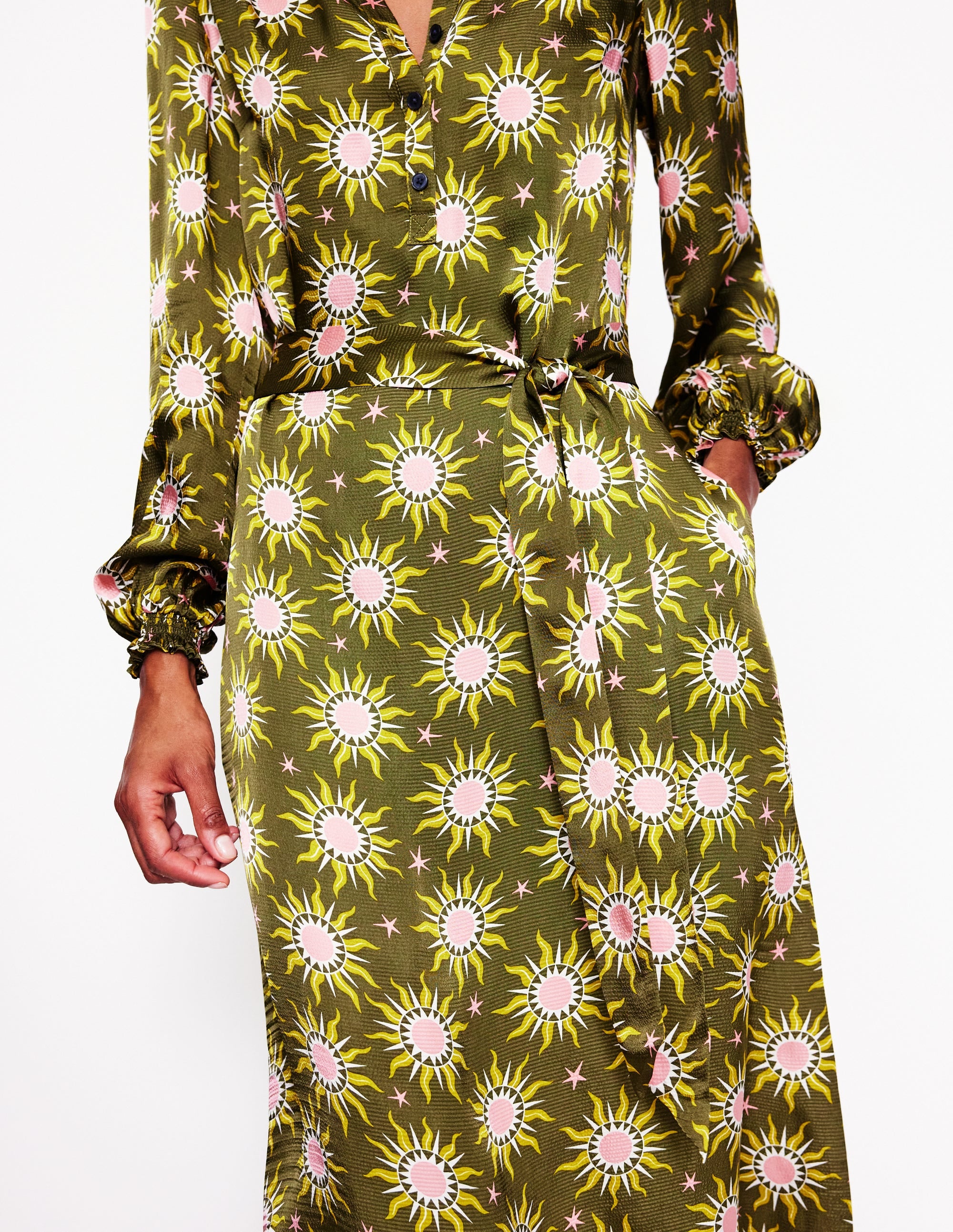 Jasmine Satin Midi Dress-Winter Moss, Celestial - Image 2