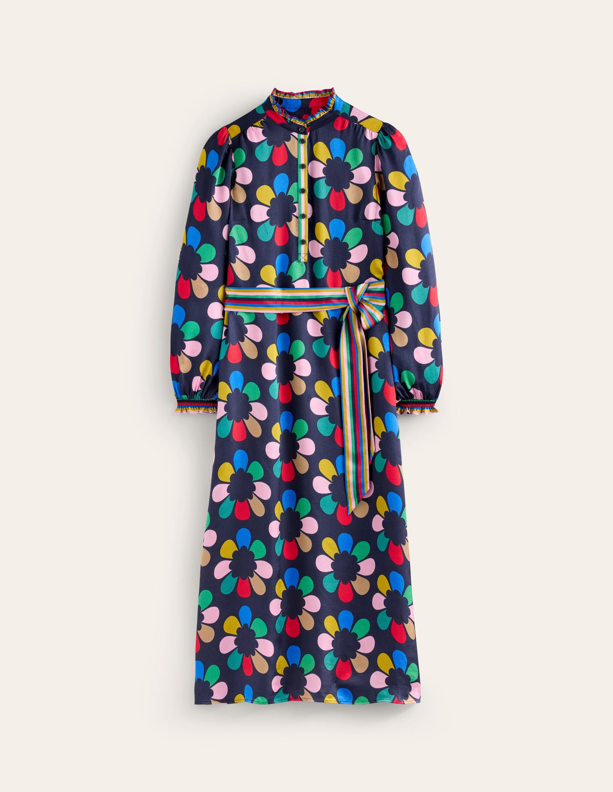Jasmine Satin Midi Dress-Multi, Structured Petal - Image 6