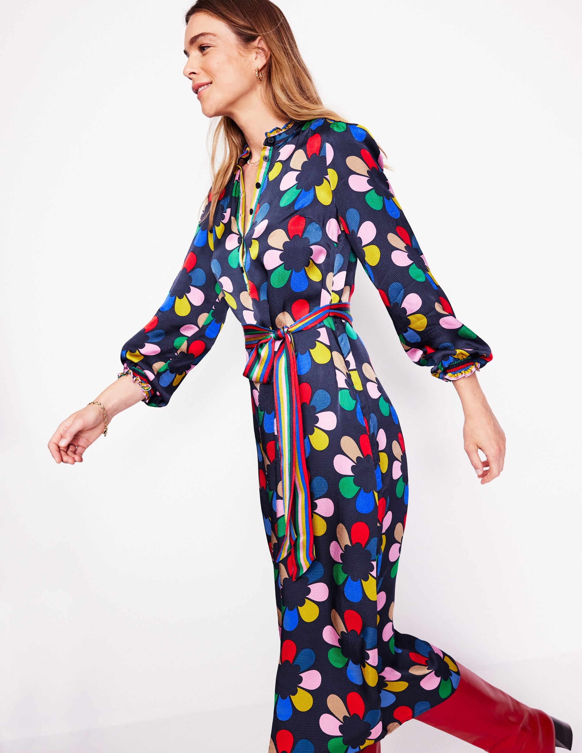 Jasmine Satin Midi Dress-Multi, Structured Petal - Image 1