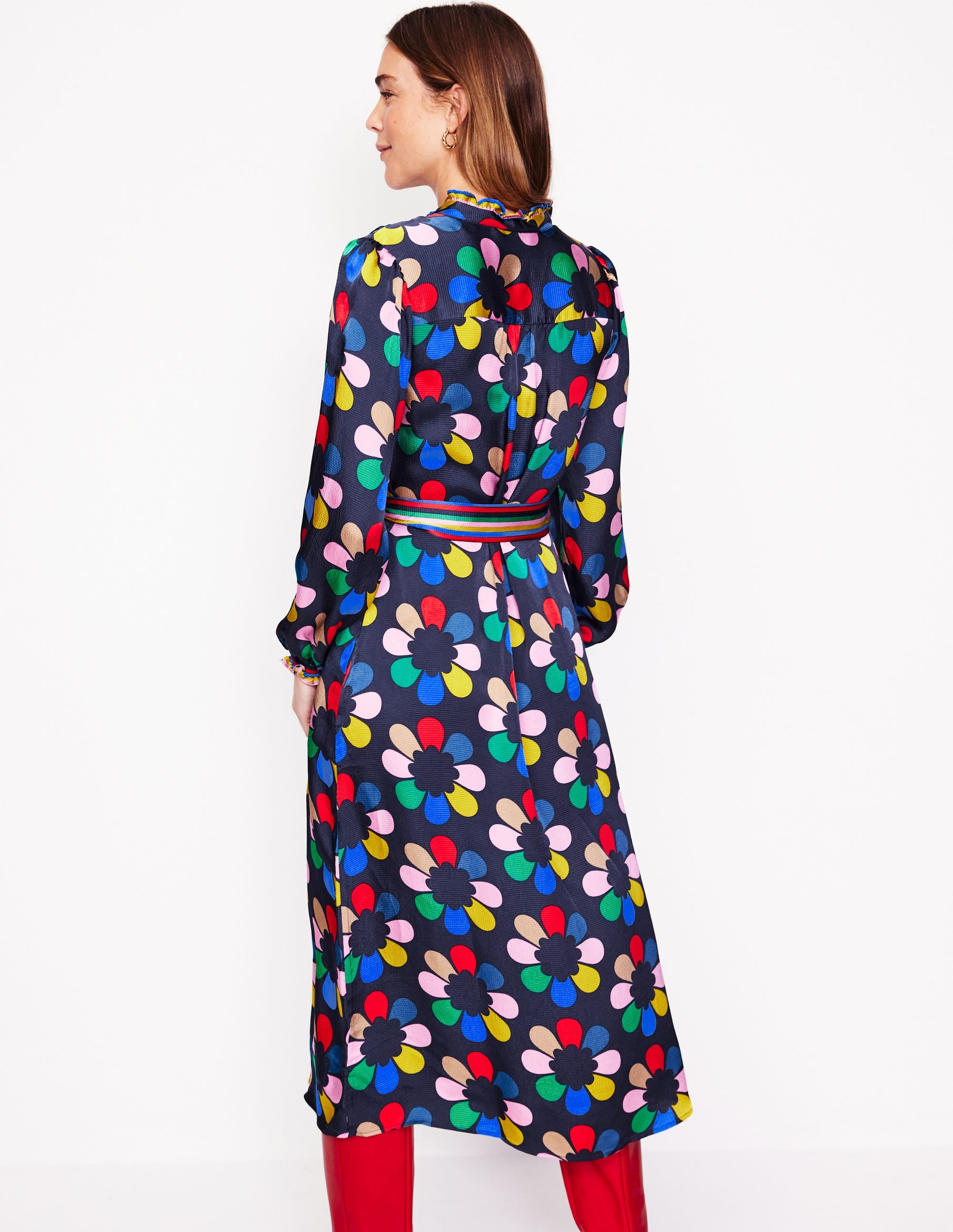 Jasmine Satin Midi Dress-Multi, Structured Petal - Image 3
