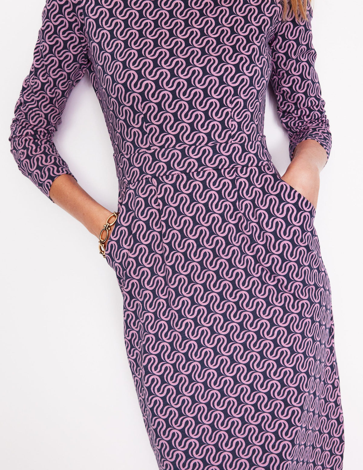 Florrie Long Sleeve Dress-Soft Lavender, Ribbon Wave - Image 2