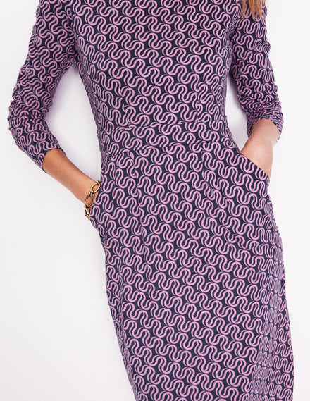 Florrie Long Sleeve Dress-Soft Lavender, Ribbon Wave