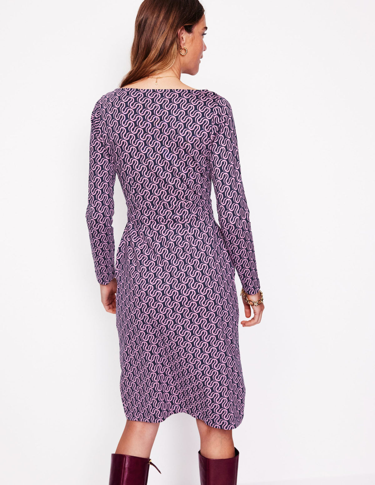 Florrie Long Sleeve Dress-Soft Lavender, Ribbon Wave - Image 3