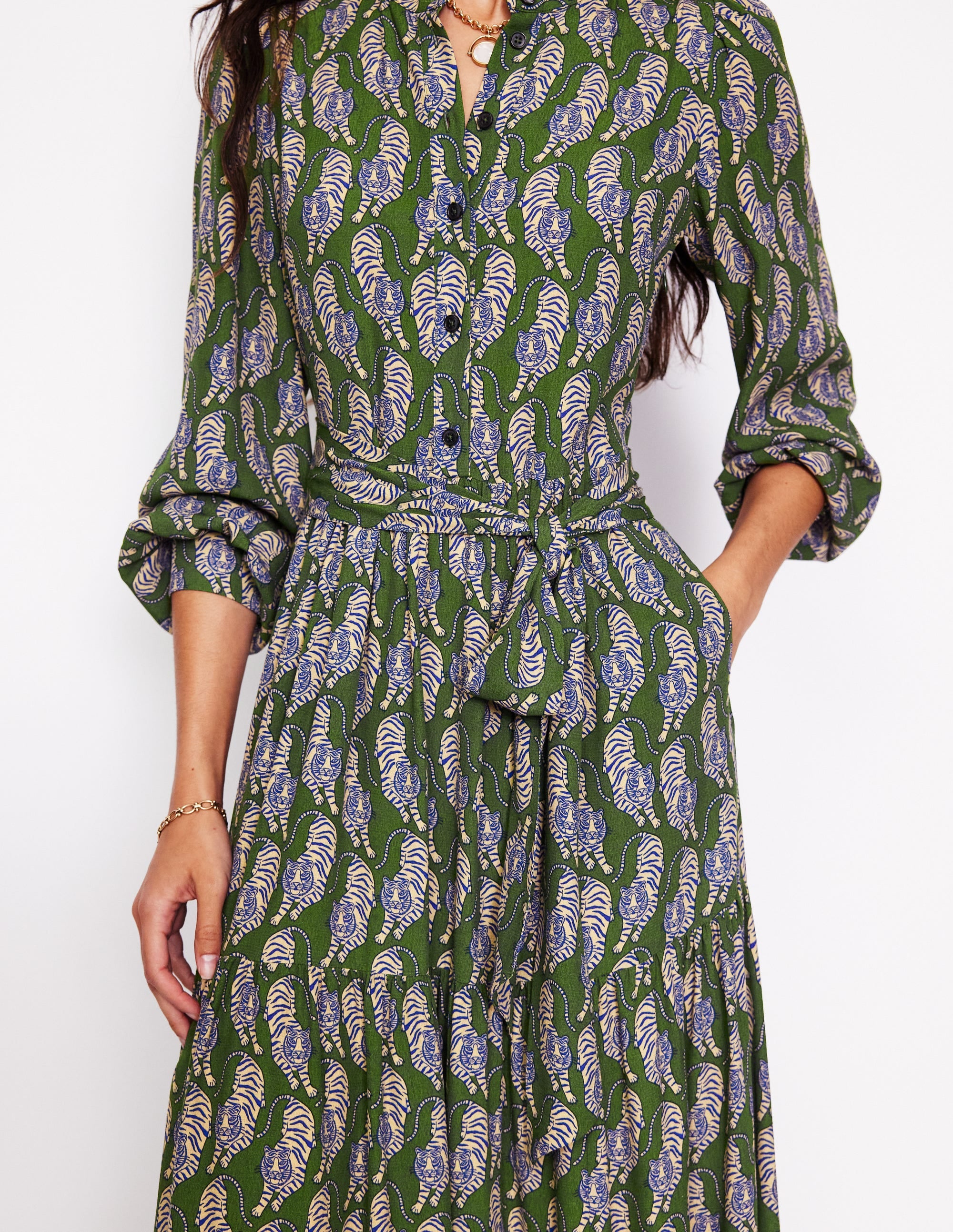 Alba Viscose Maxi Dress-Chive, Tiger - Image 2