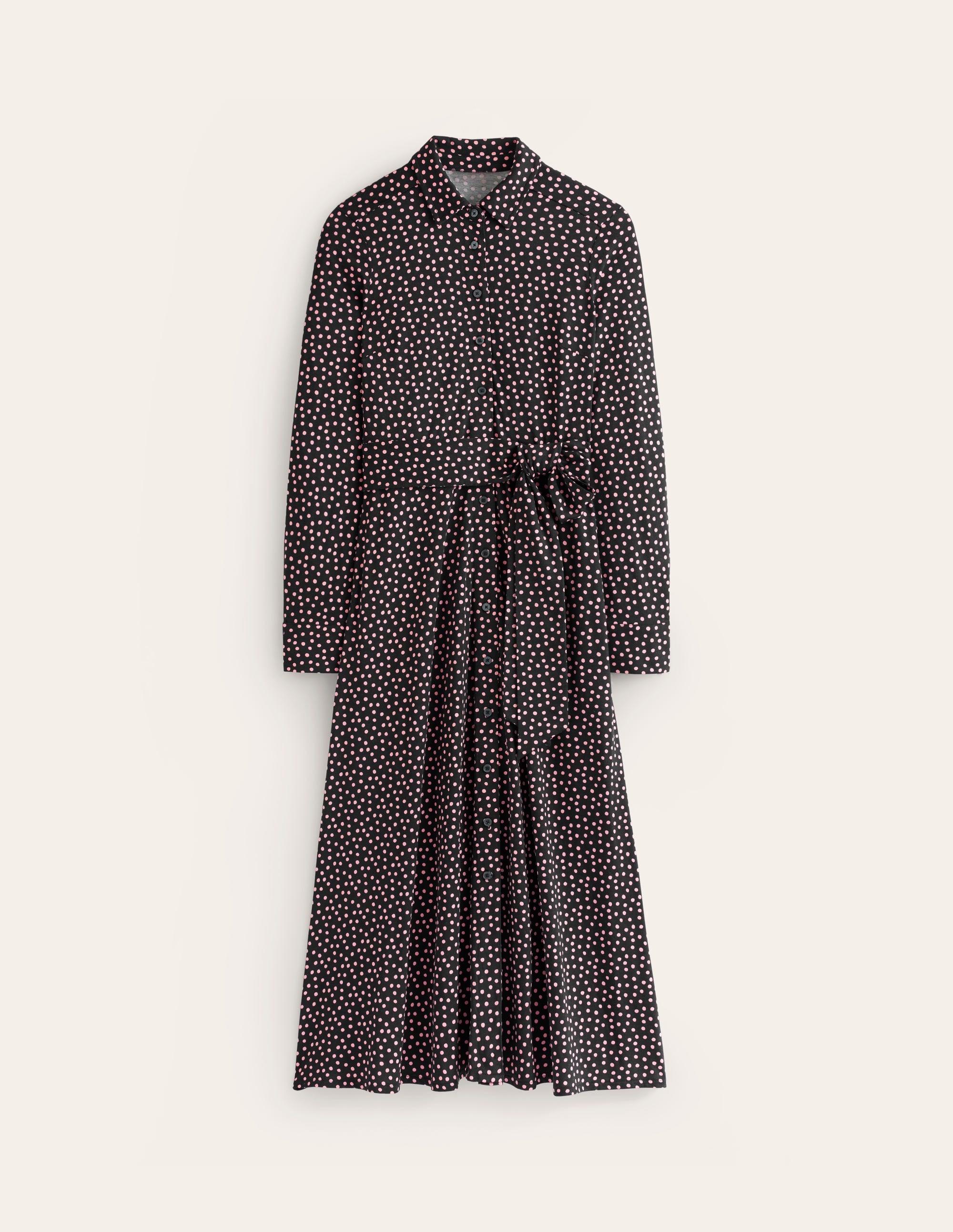 Marcia Jersey Shirt Dress-Black, Abstract Dot - Image 5